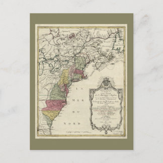 Postal Mapa colonial de América de Matthaus Lotter (1776)