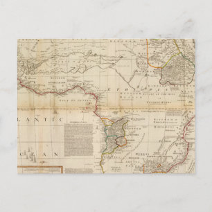 Postal Mapa coloreado a mano de África compuesto