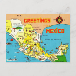 Postal Mapa Colorido de México 