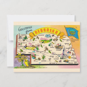 Postal Mapa colorido de Nebraska