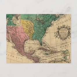 Postal Mapa Colorido Vintage de América