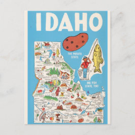 Postal Mapa colorido vintage de Idaho