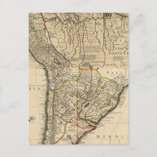 Postal Mapa compuesto de América del Sur