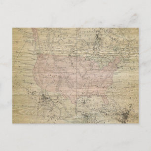 Postal Mapa con aspecto de madera rústica vintage