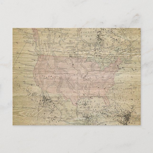 Postal Mapa con aspecto de madera rústica vintage (Anverso)