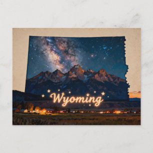 Postal Mapa conceptual de Wyoming vibrante