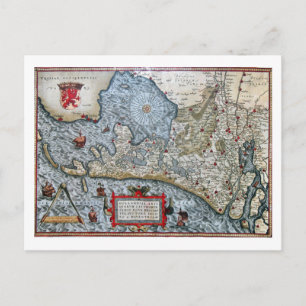 Postal Mapa costero vintage de Holanda