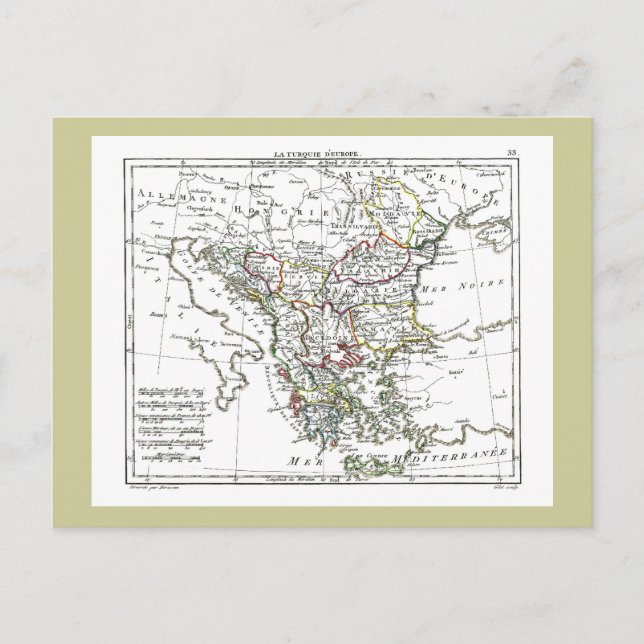 Postal Mapa de 1806 - La Turquie d'Europe (Anverso)