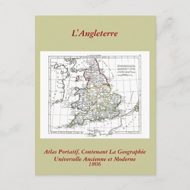 Postal Mapa de 1806 - L'Angleterre (Anverso)