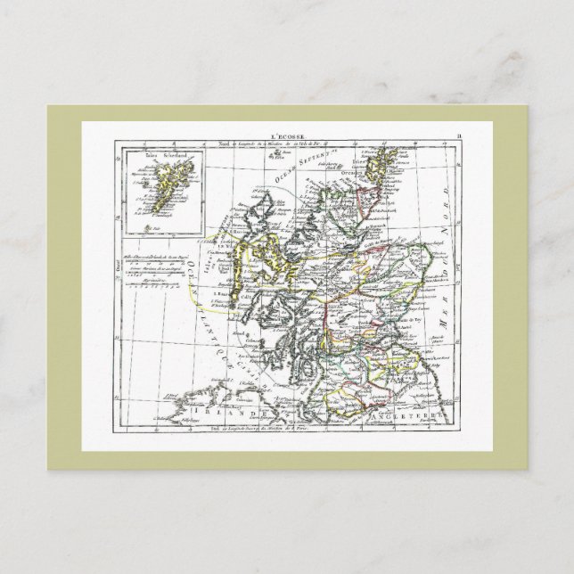 Postal Mapa de 1806 - L'Ecosse (Anverso)