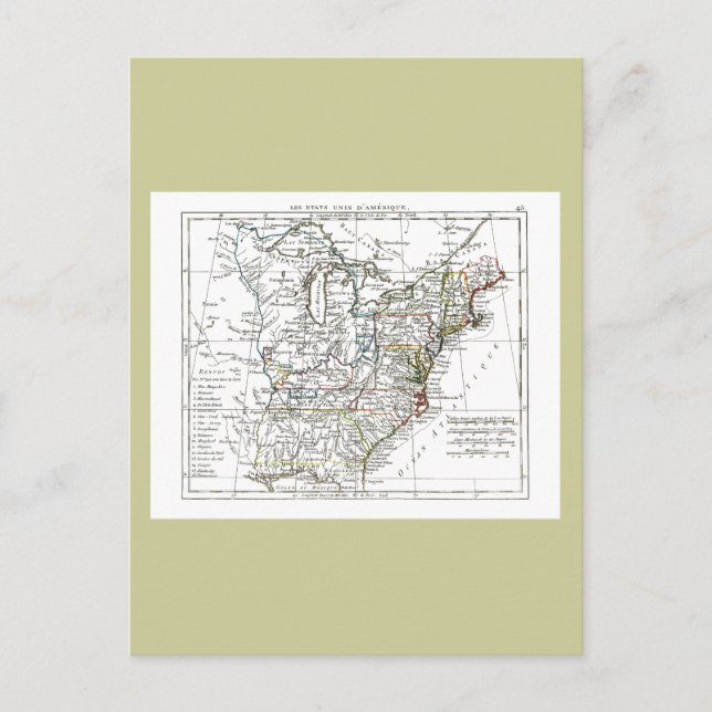 Postal Mapa de 1806 - Les Etats Unis d'Amrique (Anverso)