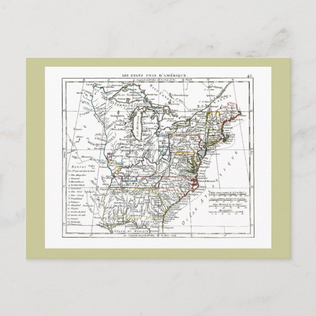 Postal Mapa de 1806 - Les Etats Unis d'Amrique (Anverso)