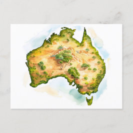 Postal Mapa de acuarela de Australia