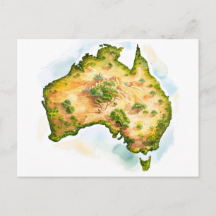 Postal Mapa de acuarela de Australia