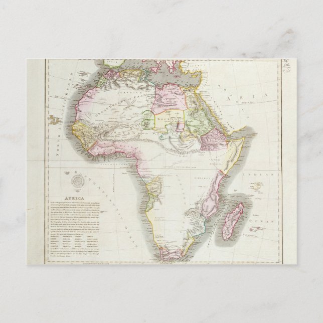 Postal Mapa de África, 1821 (Anverso)