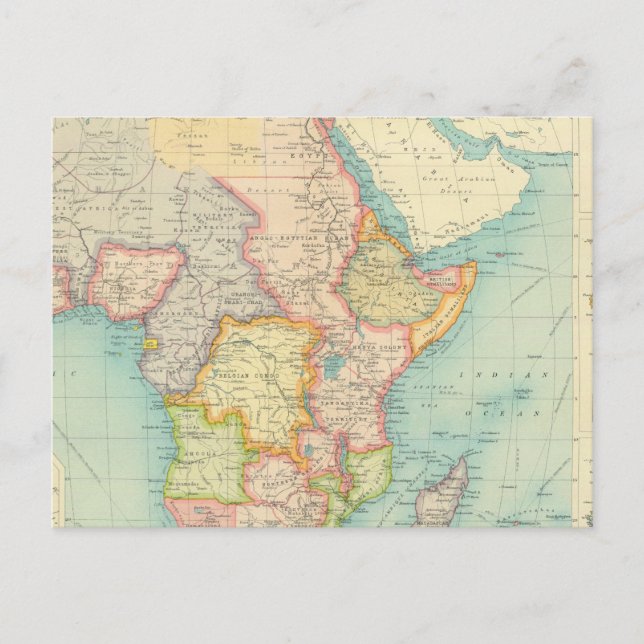 Postal Mapa de África con rutas de envío (Anverso)