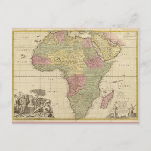 Postal Mapa de África de 1725 vintage