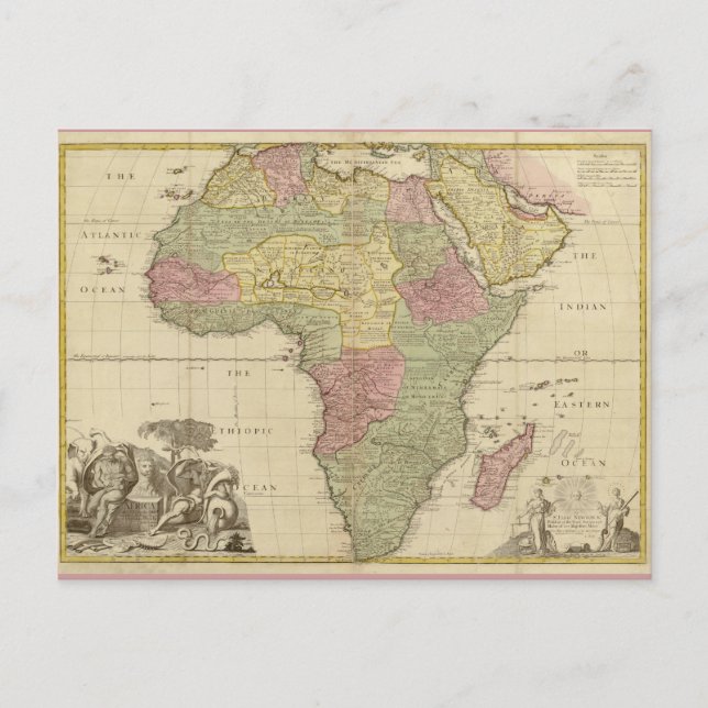 Postal Mapa de África de 1725 vintage (Anverso)
