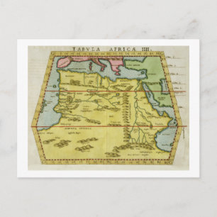 Postal Mapa de África del Norte, años 1580 (grabado de co