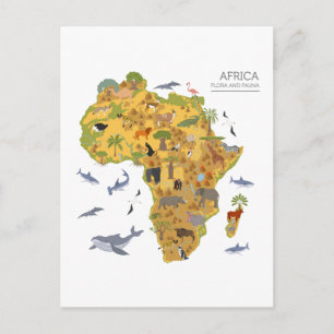 Postal Mapa de África   Flora y fauna