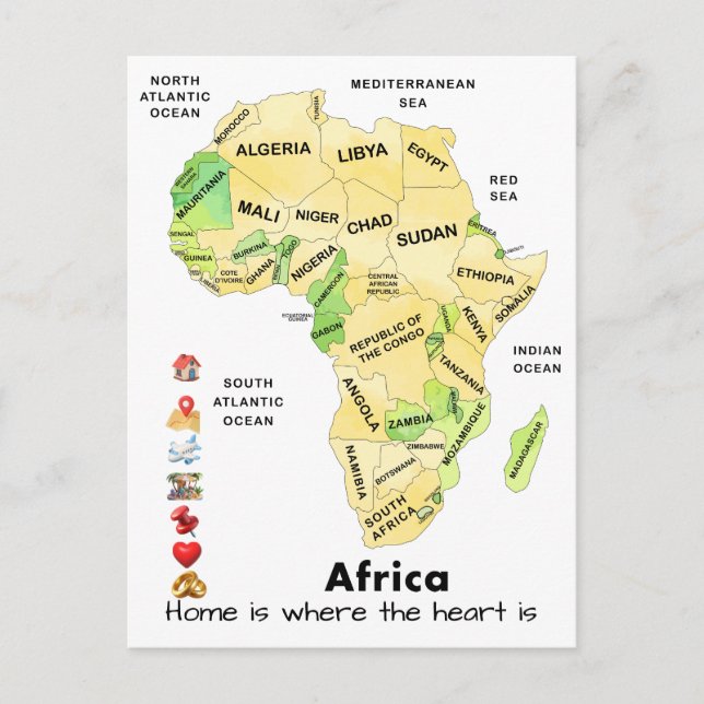Postal Mapa de África Personalizado (Anverso)