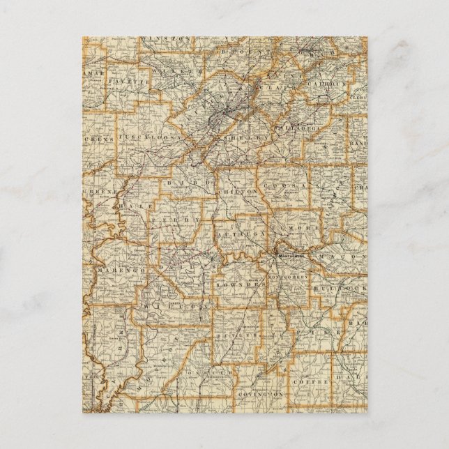 Postal Mapa de Alabama (Anverso)