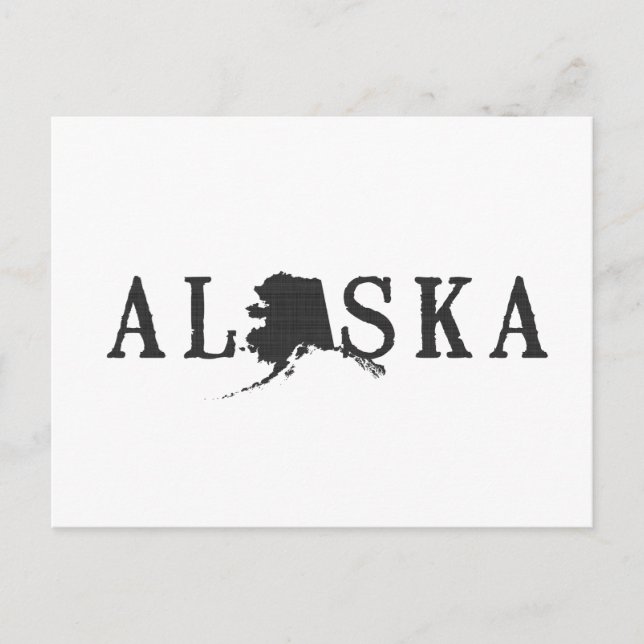 Postal Mapa de Alaska Carta con forma de palabra de estad (Anverso)