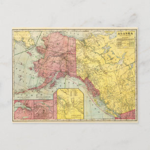 Postal Mapa de Alaska Vintage