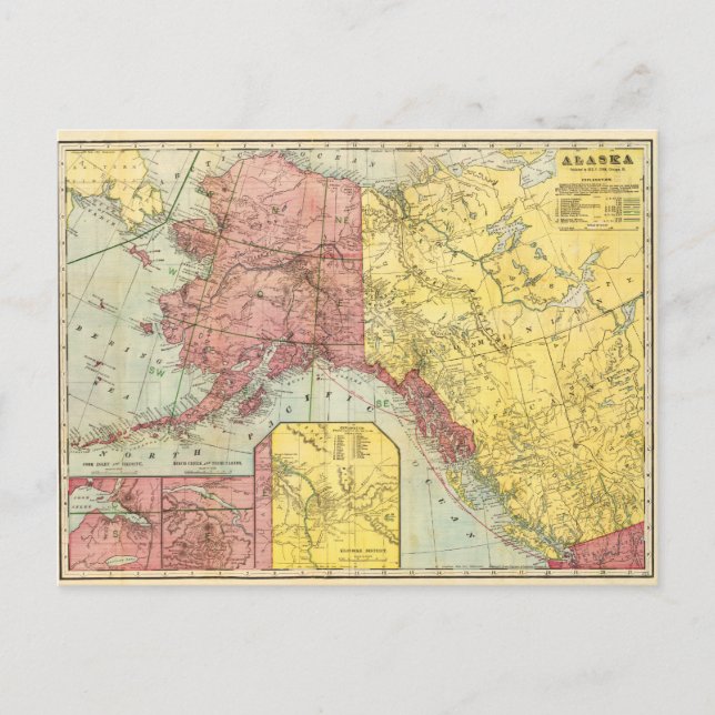 Postal Mapa de Alaska Vintage (Anverso)