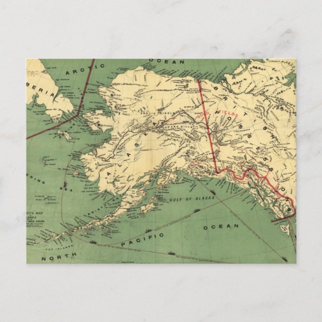 Postal Mapa de Alaska Vintage (1900) (Anverso)