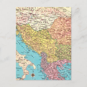 Postal Mapa de Albania, Grecia, Italia