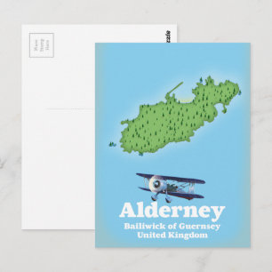 Postal Mapa de Alderney Bailiwick de Guernsey Reino Unido