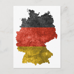 Postal Mapa de Alemania con colores de bandera