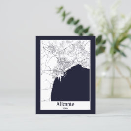 Postal Mapa de Alicante España