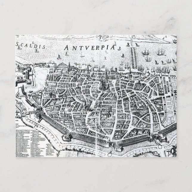 Postal Mapa de Amberes (Anverso)