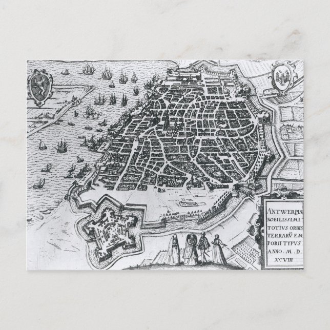 Postal Mapa de Amberes, 1598 (Anverso)
