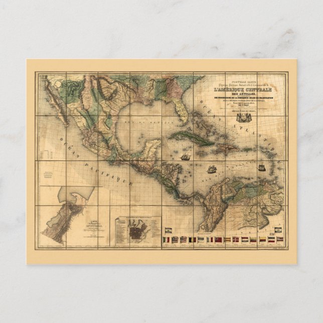 Postal Mapa de América Central (1845) (Anverso)