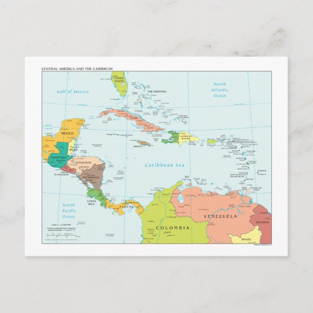 Postal Mapa de America Central y del Caribe (Anverso)