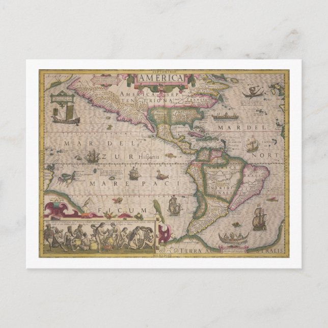 Postal Mapa de América, del "Atlas" Mercator, pub. (Anverso)