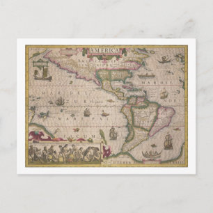 Postal Mapa de América, del "Atlas" Mercator, pub.