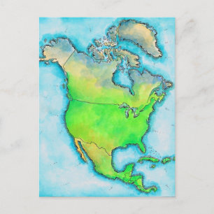 Postal Mapa de América del Norte