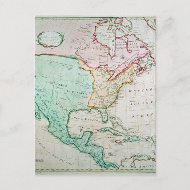 Postal Mapa de América del Norte (Anverso)