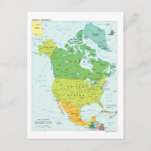 Postal Mapa de América del Norte