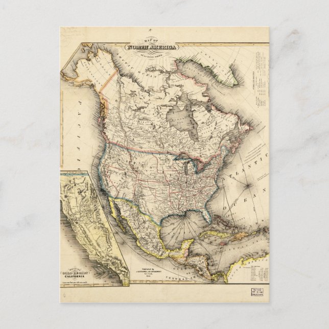 Postal Mapa de América del Norte (1850) (Anverso)