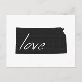 Postal Mapa de amor de Kansas con forma de tablero negro