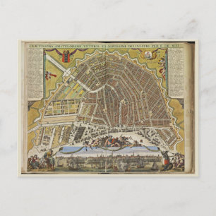 Postal Mapa de Amsterdam de época