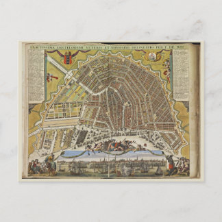 Postal Mapa de Amsterdam de época