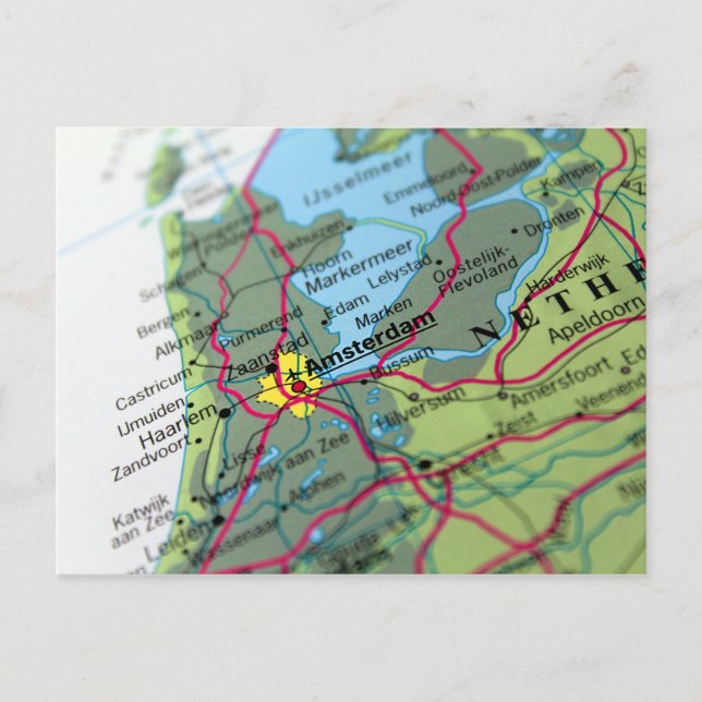 Postal Mapa de Ámsterdam, Países Bajos (Anverso)
