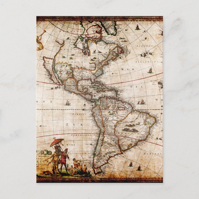 Postal Mapa de Antigüedades de América del Norte y del Su (Anverso)