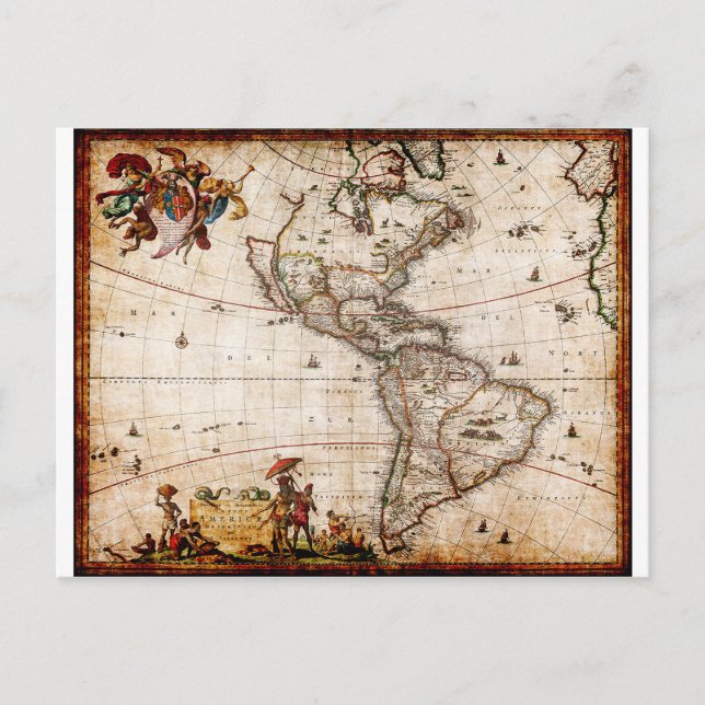 Postal Mapa de Antigüedades de América del Norte y del Su (Anverso)